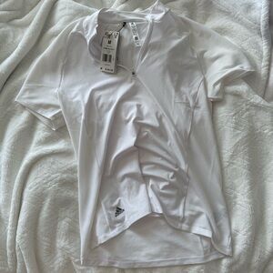 Adidas White Fitted Polo Jersey Short Sleeve